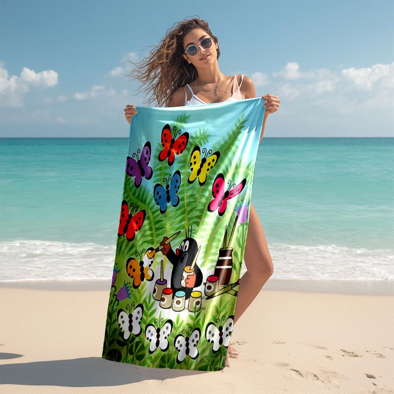 Beach Towel with The Little Mole1 Pattern - soft,absorbent,machine washable Lightweight&Modern,swimming,Travel Essentials