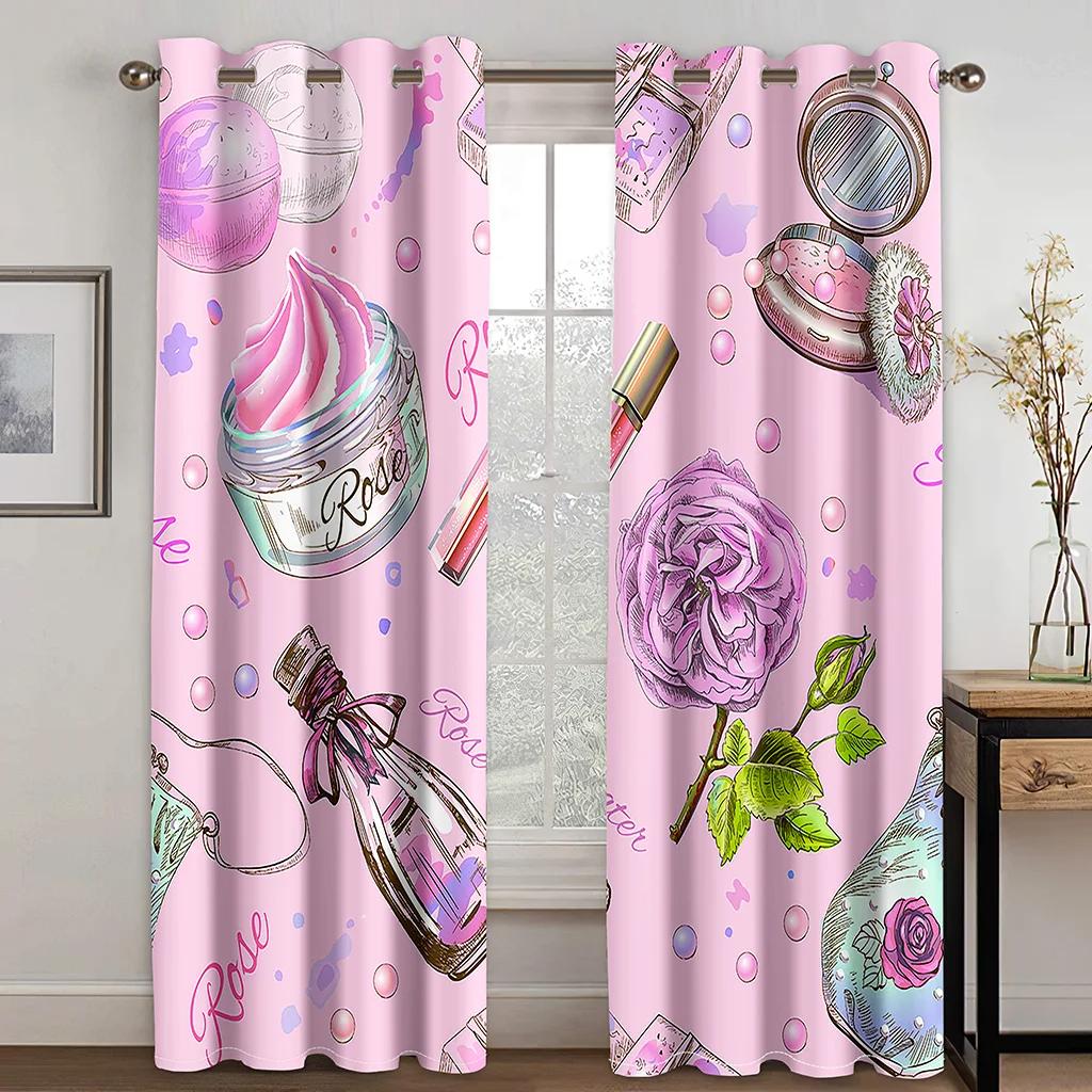 Современный персональный розовый узор для покупок для девочек, плотные шторы для окон, гостиная, спальня, высокие шторы с затемнением, различные стили