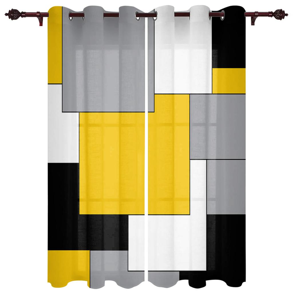 Оранжево-черные лоскутные абстрактные художественные оконные шторы для гостиной, кухни, занавески с балдахином, модные шторы для спальни