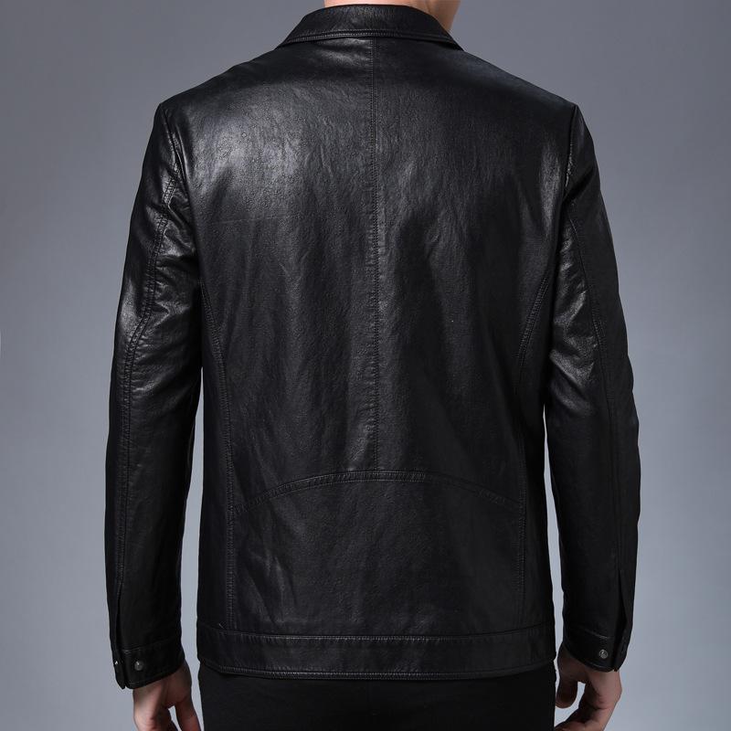 Мужская куртка из искусственной кожи весна-осень, новая многоцветная куртка с лацканами для людей среднего возраста, мужская повседневная тонкая куртка из кожи для мотоциклистов