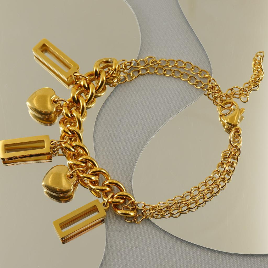 Модный браслет из нержавеющей стали, сочетание титановой стали и 18-каратного золота, геометрический дизайн Love Niche для женщин