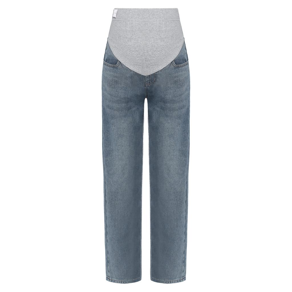 Pregnancy Essential Wide-Leg Jeans M-3XL: Stretch Denim with Adjustable Waistband & Pockets, Casual Maternity Wear