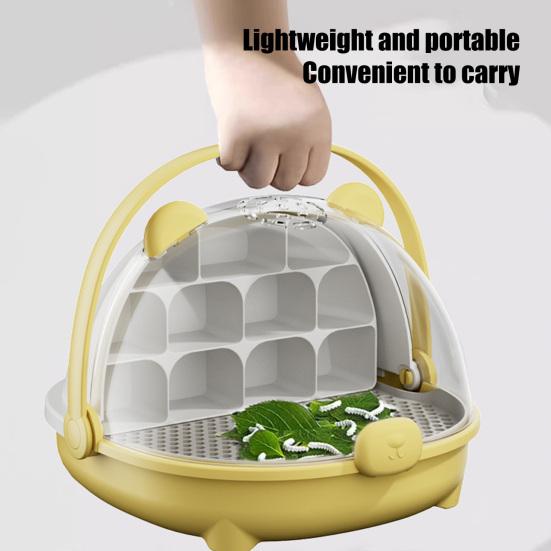 Ящик для разведения шелкопряда Прозрачный ящик для выращивания шелкопряда Клетка для обитания с ручкой Капсула для разведения мелких животных Контейнер для вылупления