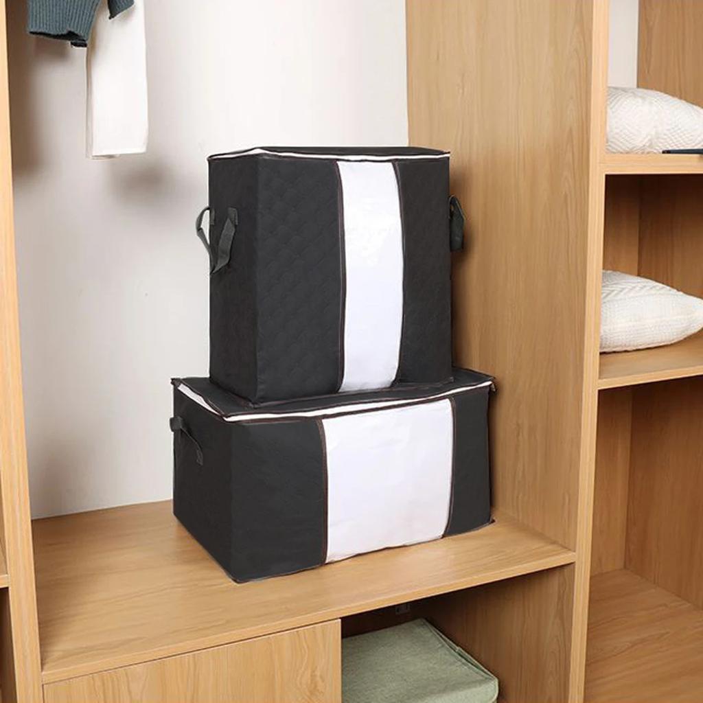 1/3 шт. Очень большая сумка для хранения с ручками - Портативная сумка для организации одежды и одеял с окошком, прочный полиэстер