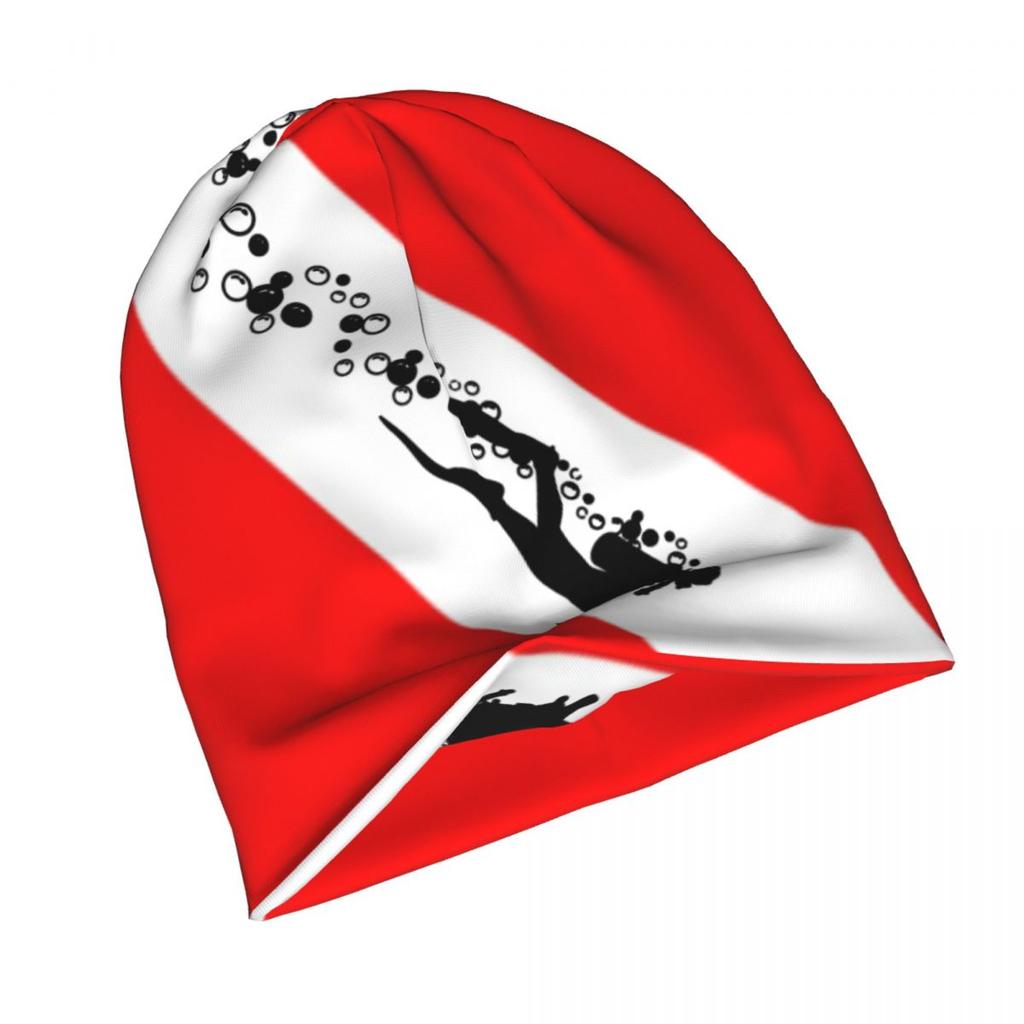 Шапка-бини с флагом для подводного плавания, унисекс, женские аксессуары для любителей дайвинга, шапки с черепами, подарки для дайвера, крутой дизайн, вязаные шапки