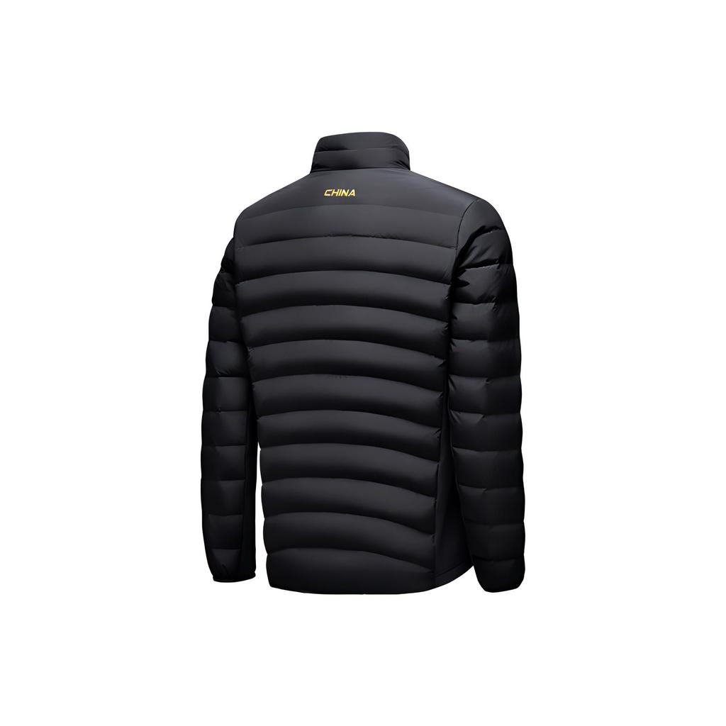 Anta Теплая мужская куртка-пуховик с логотипом и воротником-стойкой, прямого покроя, черная 462340108-1