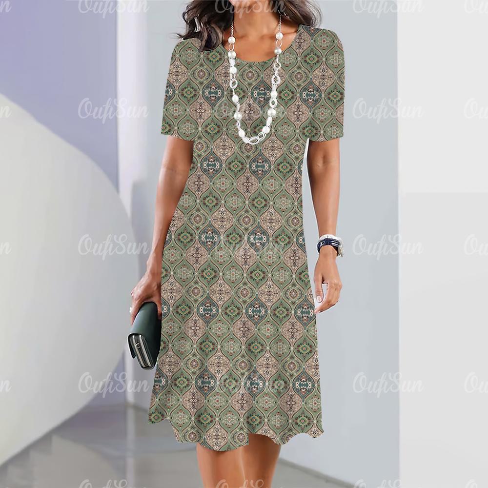 New Elegant Geometric 3D Print Women's Dresses Dresses Plus Size Female