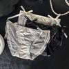 Silk Satin Lace Bow Mesh Women's Semi-Sheer Hip-Wrap Briefs