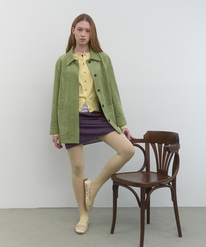 MA JOURNEE Suede Single Half Jacket_Olive