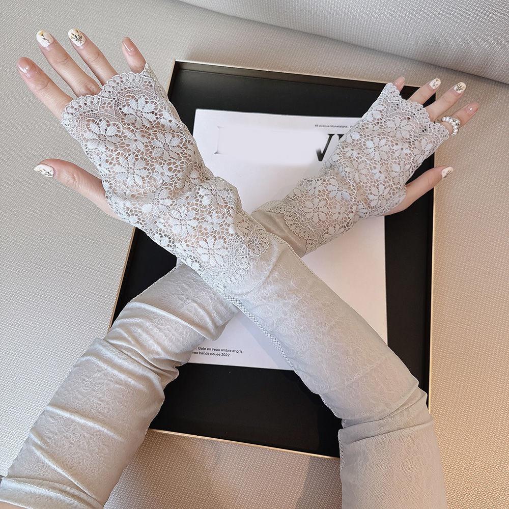 Sun Protection Sunscreen Sleeve Anti-UV Cycling Gloves Elastic Lace Ice Silk Sleeves Summer