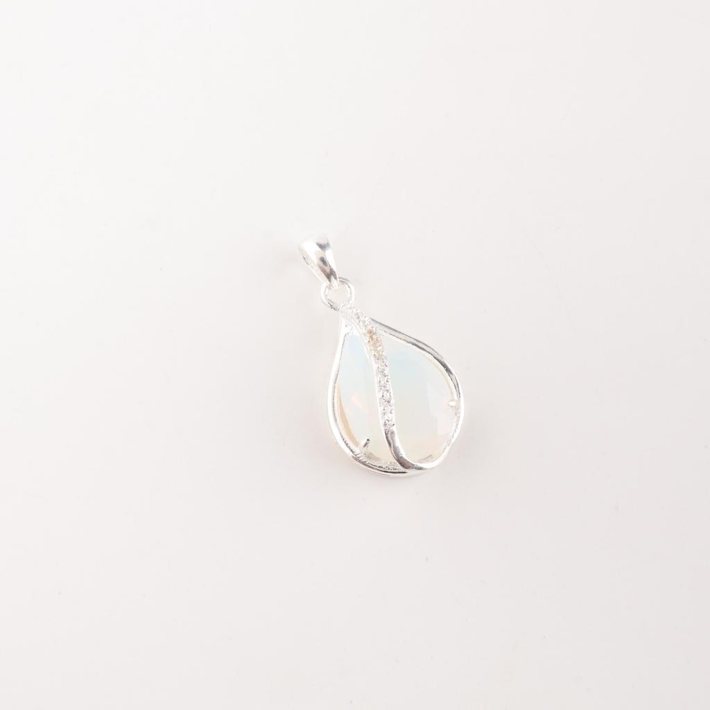 Молочный опал драгоценный камень 925 проба серебро ювелирные изделия циркон кулон для подарка на день святого Валентина CZP-7-6