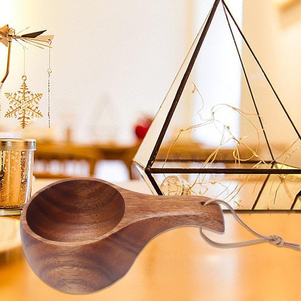 Portable Wooden Cup Hand Carving Wooden Tea Cup Kuksa Wood Coffee Mug Home