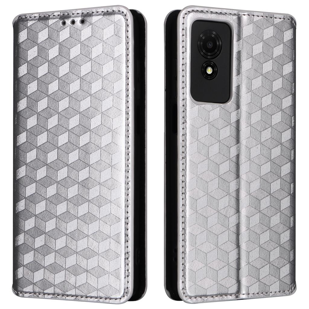 For TCL 501 T433D Case Rhombus Imprinted Phone Cover with Wallet Card Slots