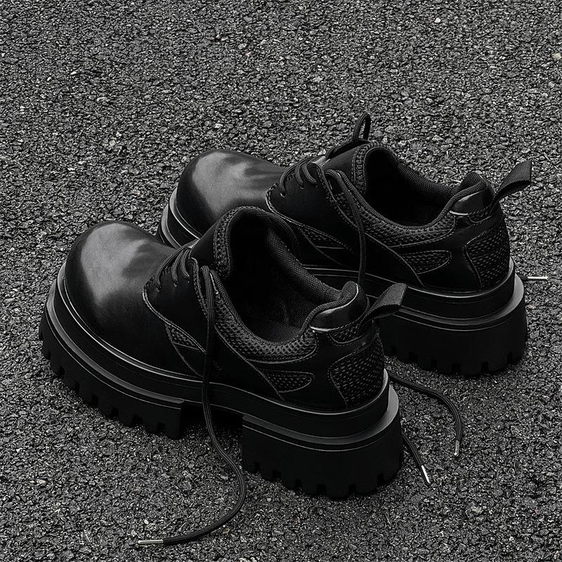 3610 туфли дерби с задранным носком на платформе мужские и женские нишевые парные повседневные кожаные туфли из натуральной кожи функциональный ветер высокая улица черные туфли