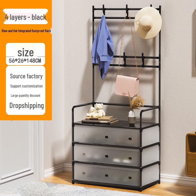 Современная многофункциональная металлическая вешалка для обуви и одежды: Напольная, Простая, Минималистичная система хранения для обуви и одежды