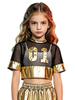Girls Hollow Out Mesh Patchwork Metallic Crop Top Short Sleeve Number Graphic T-Shirt Hip Hop Dance