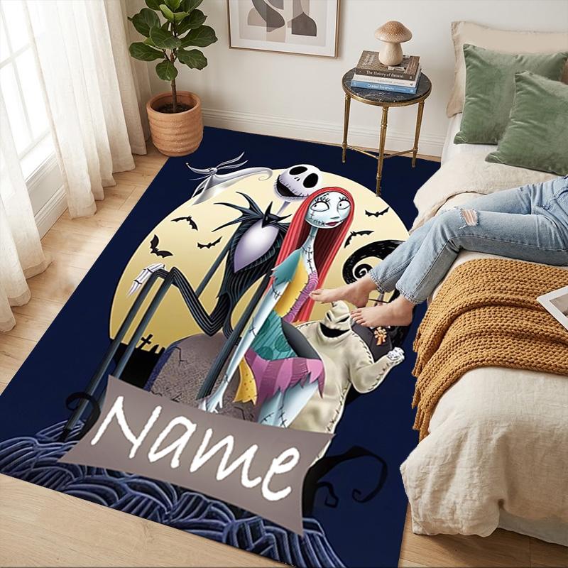 Personalized Name Nightmare Before Christmas Living Room Non-Slip Area Rug Soft Carpet for Bedroom Kids Playroom Sofa Office Home Decor Doormat