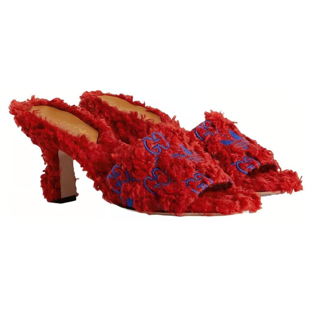 Adidas Оригинальные сандалии-слайды на высоком каблуке Originals Trefoil Series, удобная женская обувь, красные 722440 FAAV8 6003