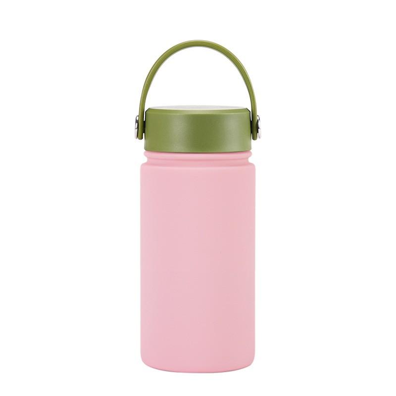 350ml Vacuum Insulated Stainless Steel Water Bottle With Carry Strap Wide Mouth Portable Gym Outdoor Travel Office