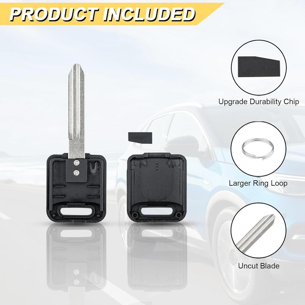 46 Chip Transponder Ignition Car Key Replacement for Nissan Altima Titan Frontier Quest Maxima Rogue Infiniti FX35 FX45, New Uncut, Locksmith Required