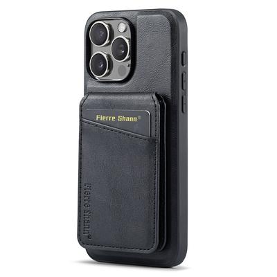 FIERRE SHANN 025 Стиль Чехол для iPhone 16 Pro Max Кожа+ТПУ Съемные слоты для карт Чехол для телефона