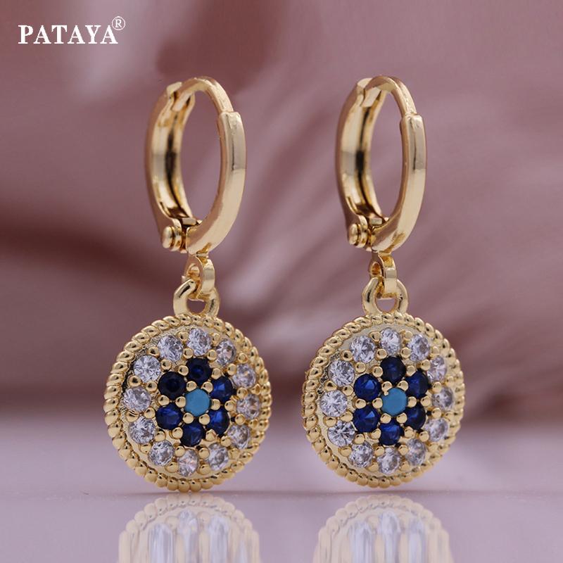 PATAYA Комбинированный набор из круглого ожерелья и сережек цвета шампанского с рисунком «ангельские глазки»