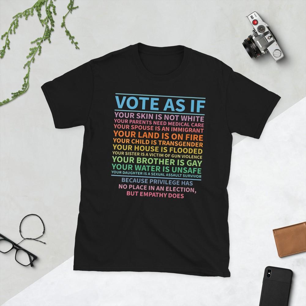Unisex Vote As If Your Skin Is Not White Vote Gift Tshirt Vneck Tshirt