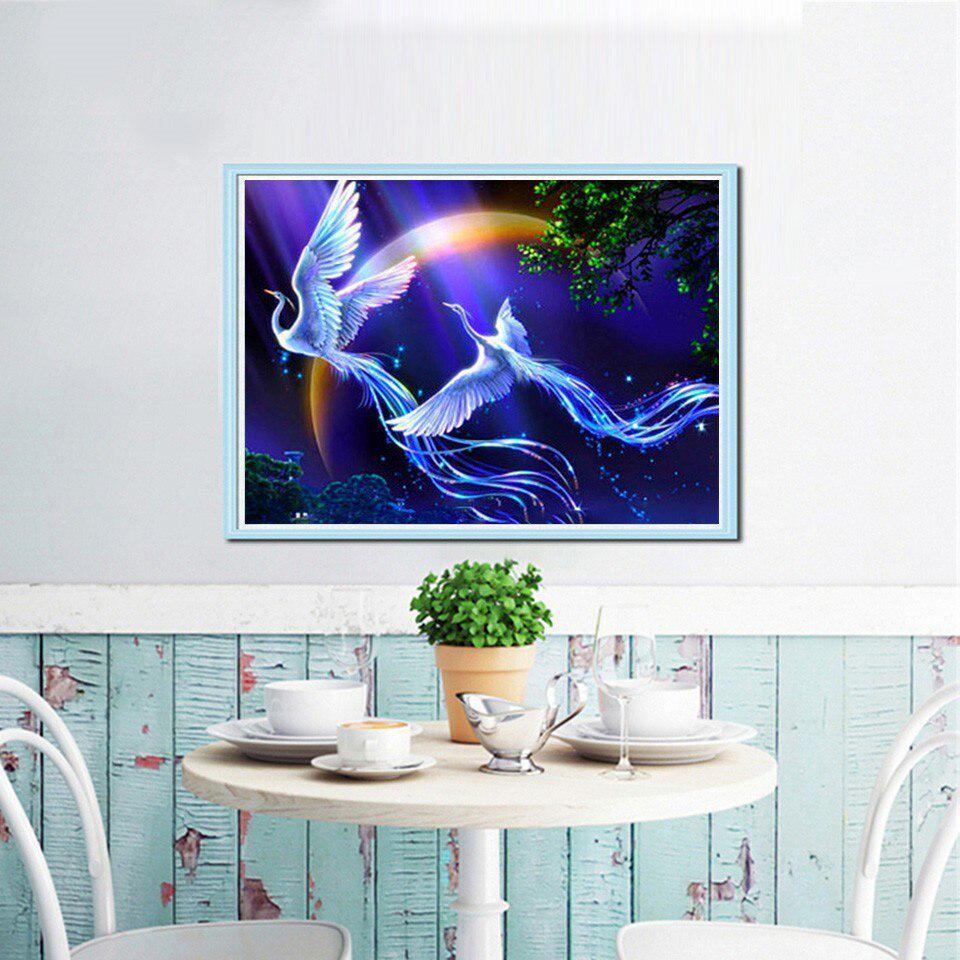 Алмазная картина Белый Феникс Стразы 5D DIY Полный круглый крестик