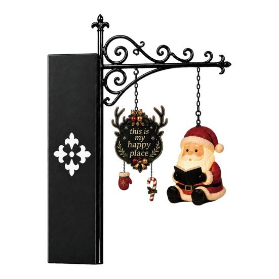 Indoor Holiday Ornaments Christmas Book Shelf Light, Iron Bookend Night Lamp with Santa Unique Office Desk Decor Reindeer Snowman, Warm Glow Tabletop