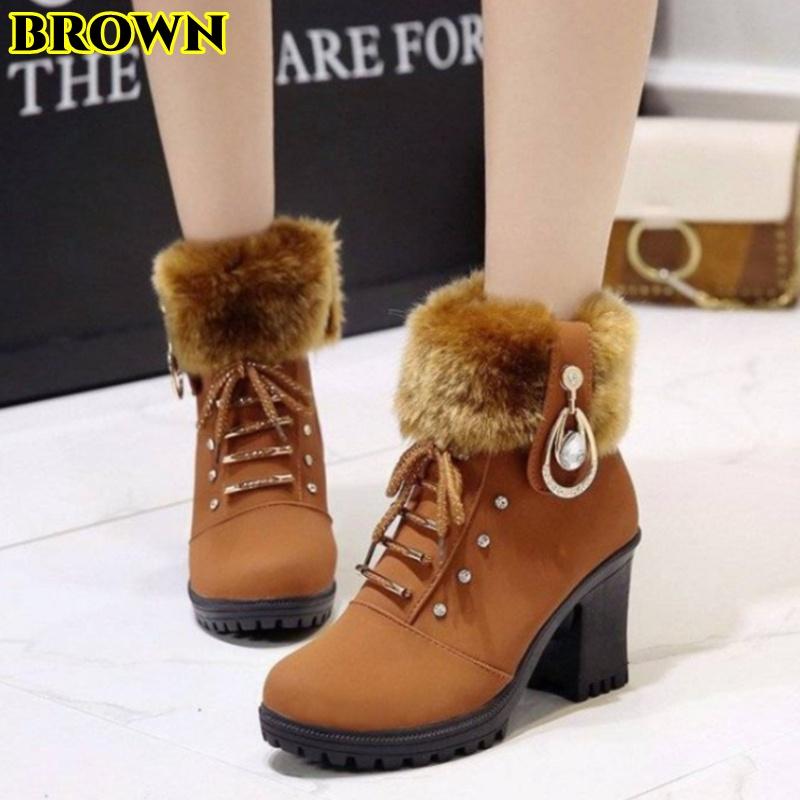 Women Fashion Winter Boots Winter Warm Snow Boots Warm Cotton Boots Non-slip Hiking Boots Fur Boots