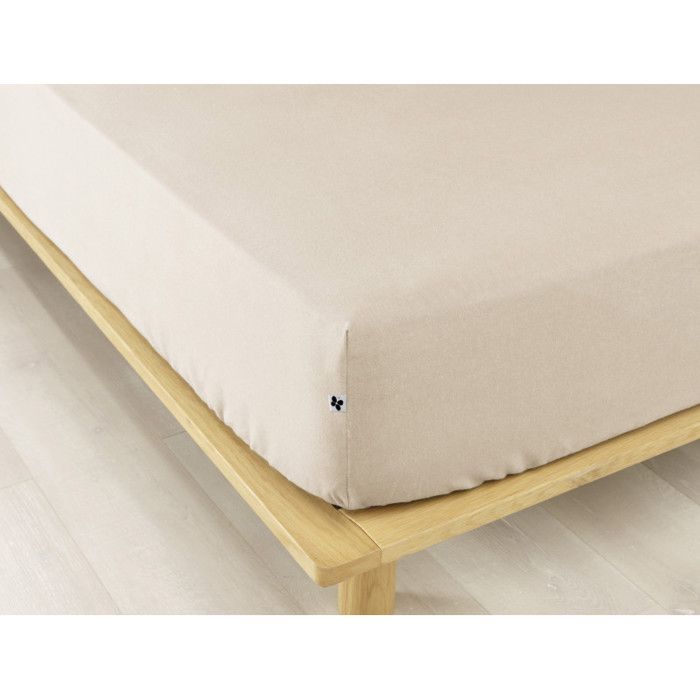 Drap housse "Candice" toutes dimensions Flanelle de Coton l'Effet Papillon - Candice Sable - 160 x 200 cm
