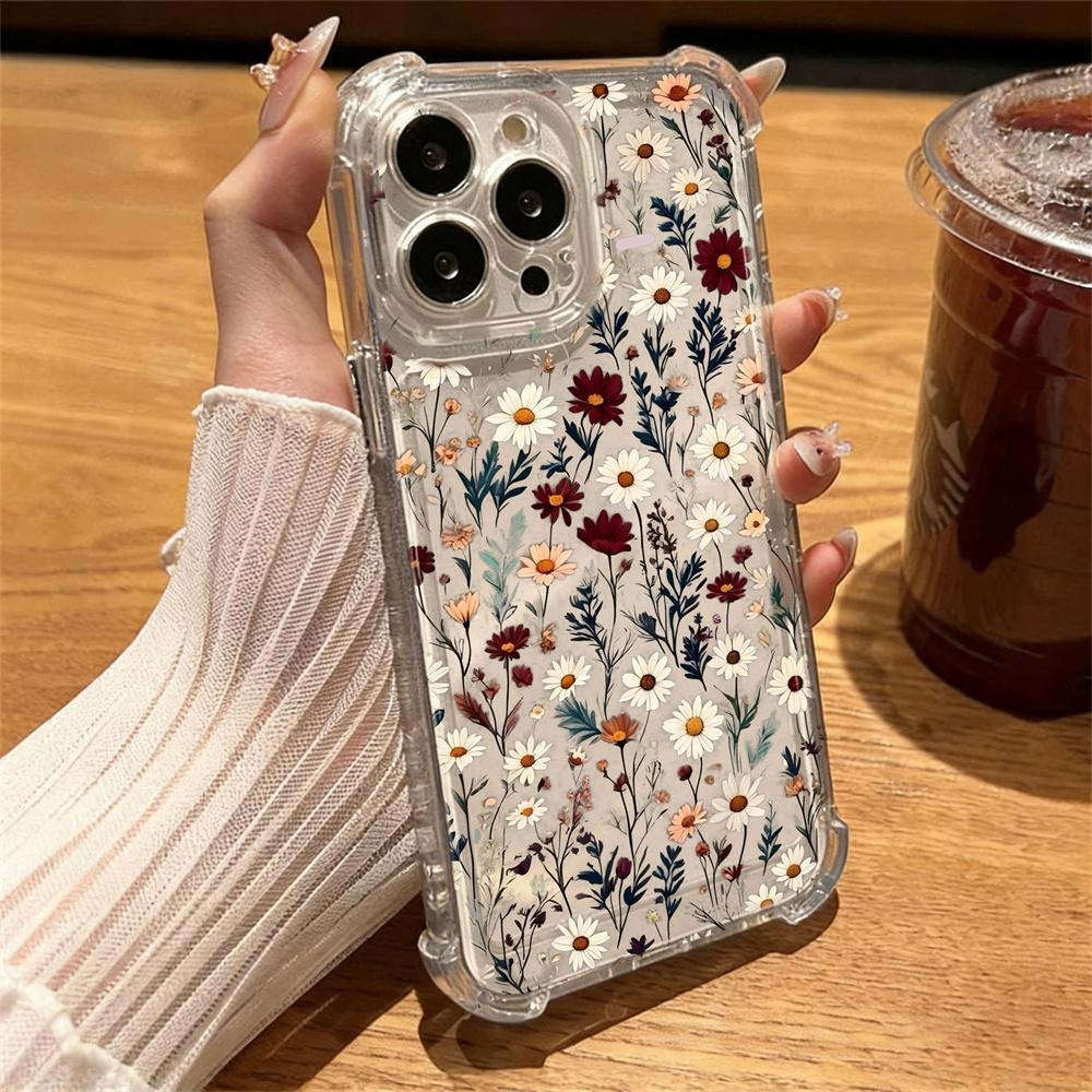 Милый чехол с цветами для Motorola Moto Edge 50 Pro 60 Fusion 70 Stylus G06 G24 G60 G24 G72 G86 G56 E15 Углы с подушками безопасности Прозрачный чехол