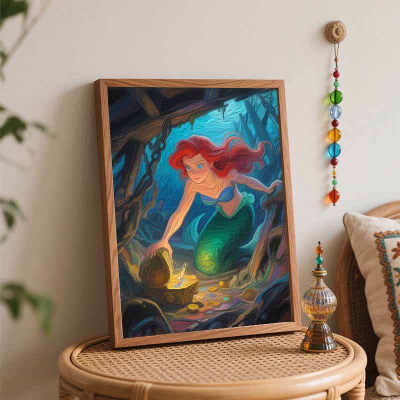 Disney The Little Mermaid Ariel Treasure Digital Oil Painting Art Kit Hand Painted Home Decor