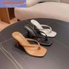 Fashion Comemore 2025 Новые женские тапочки Летняя обувь Уличные сандалии Женские шлепанцы Тонкий высокий каблук Слайды Элегантная обувь