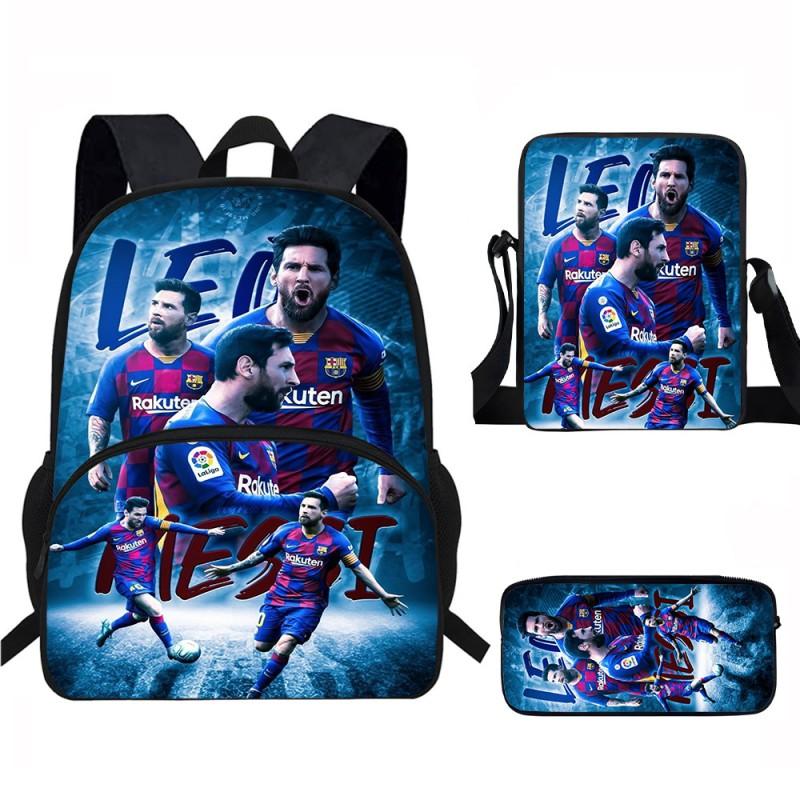 Школьный рюкзак для детей на тему Месси с сумкой через плечо и пеналом для учеников начальной школы