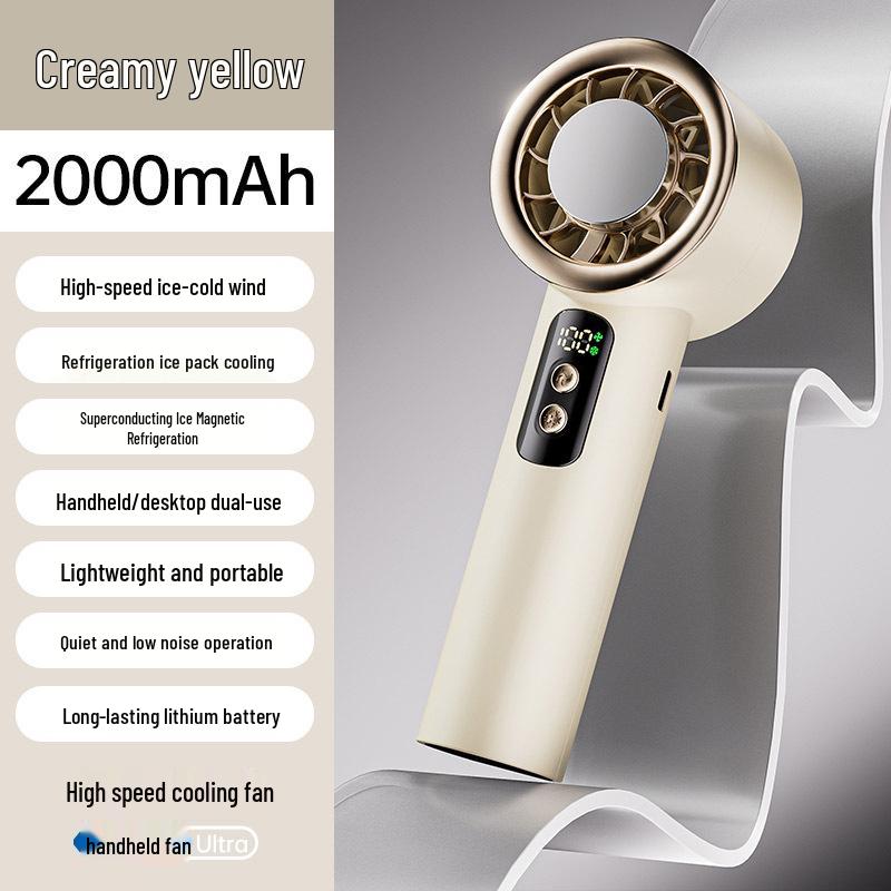 Portable Foldable Handheld Mini Fan with USB Charging & Digital Display