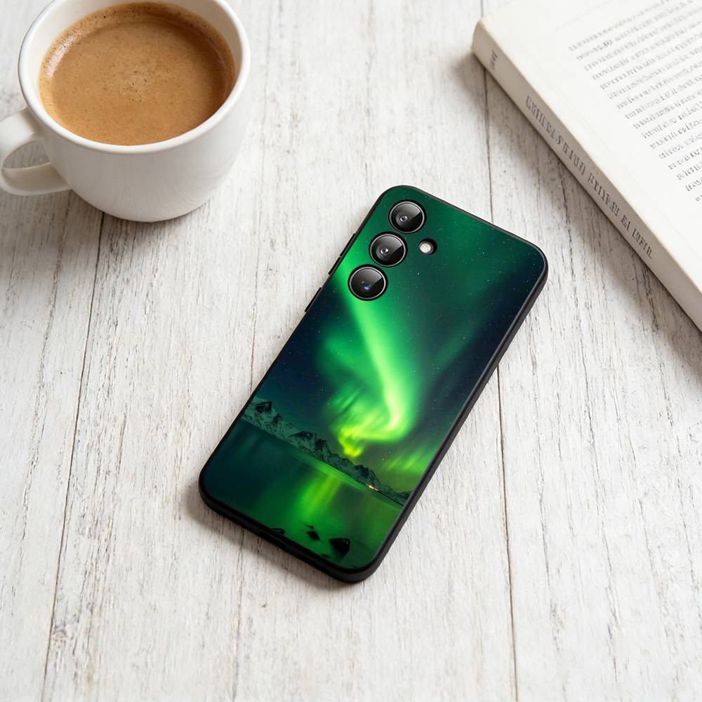 Северное сияние Чехол для телефона Черный Силиконовый Мягкий Для Samsung Galaxy A73,A72,A71,A70,A53,A52,A51