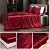 Glossy Satin Sheets Solid Color Pillowcases Sheet Fitted Sheet Cooling Wrinkle-Free Silky Sheet Pillow Cover for Twin Full Queen King Size
