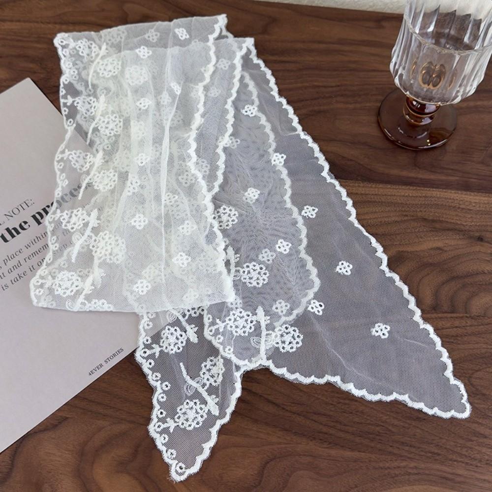 Versatile Style Long Scarf Lace Embroidery Scarf Thin Scarf Elegant Decorative Scarf Solid Color Women Scarf Women Fashion
