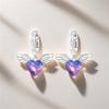 925 Silver Gradient Heart Wing Drop Earrings Women Earrings Charm Trendy Party Jewelry Wedding Anniversary Gifts
