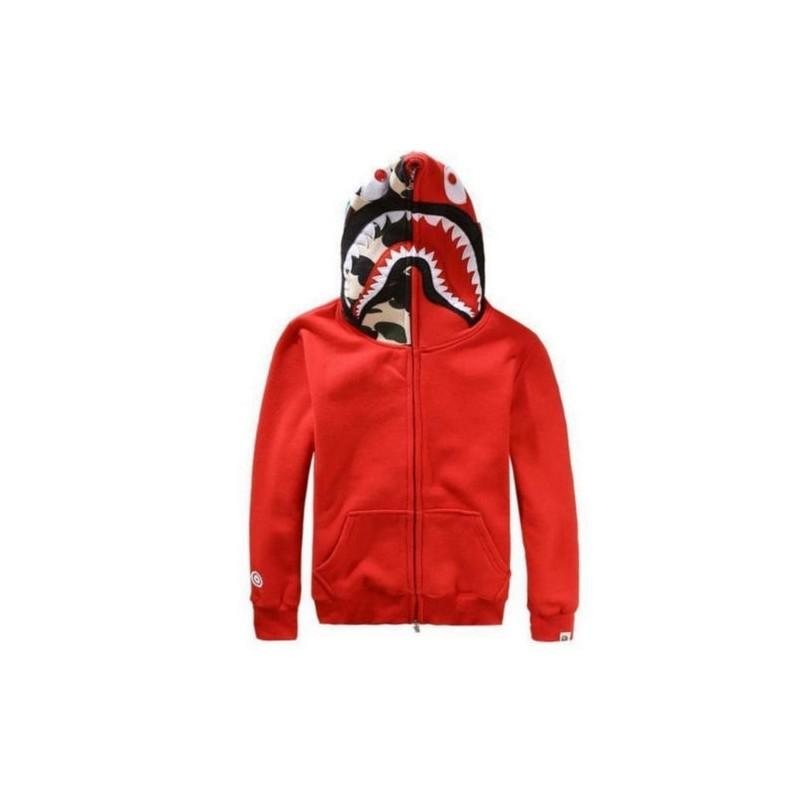 A Bathing Ape Толстовка с капюшоном Мужская Куртка-акула Камуфляж Свитшот V-образный вырез Куртка Черная Большой