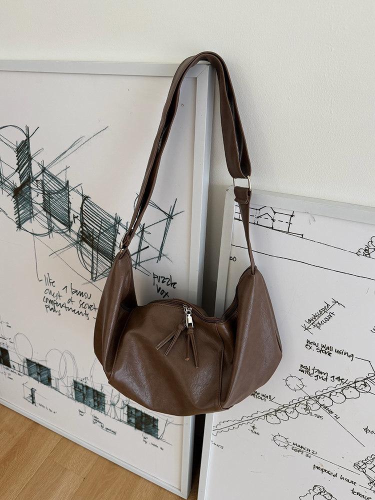 Retro Soft PU Leather Women's Hobos Shoulder Bags Large Capacity Female Dumpling Bag Simple Casual Crossbody Bag Tote Handbags