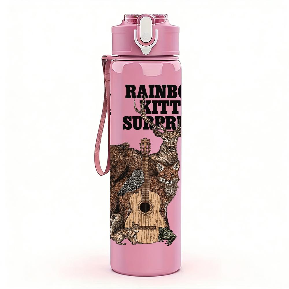1PC Bear Head Ornate Western Retro Print 750ml Portable Sports Water Bottle Leakproof Gym Outdoor Travel Drink Cup