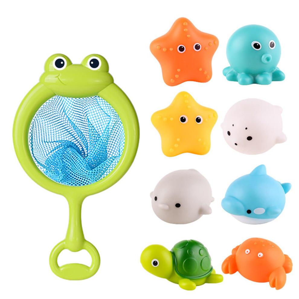 9pcs Educational Sea Creatures Bath Toys Set For Kids Ages 3-5 - Interactive Water Play, No Holes Design
