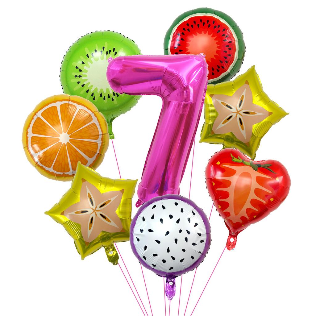 Fruit Theme Party Watermelon Orange Aluminum Film Balloon Set Children'S Birthday Party Arrangement