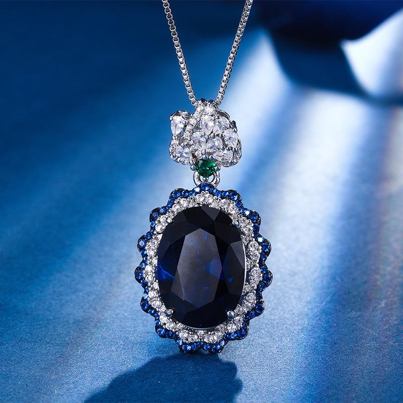 Jewelry Copper Bottom Gold Plating Simulation Red Corundum Blue Spinel Gas Black Gold Color Separation Women'S Set 13 * 18