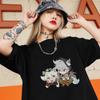 Bennett and Razor Genshin Impact Oversized T Shirt Short Sleeve Cartoon Print Summer Tops100%Cotton New Arrival Women Tees Loose
