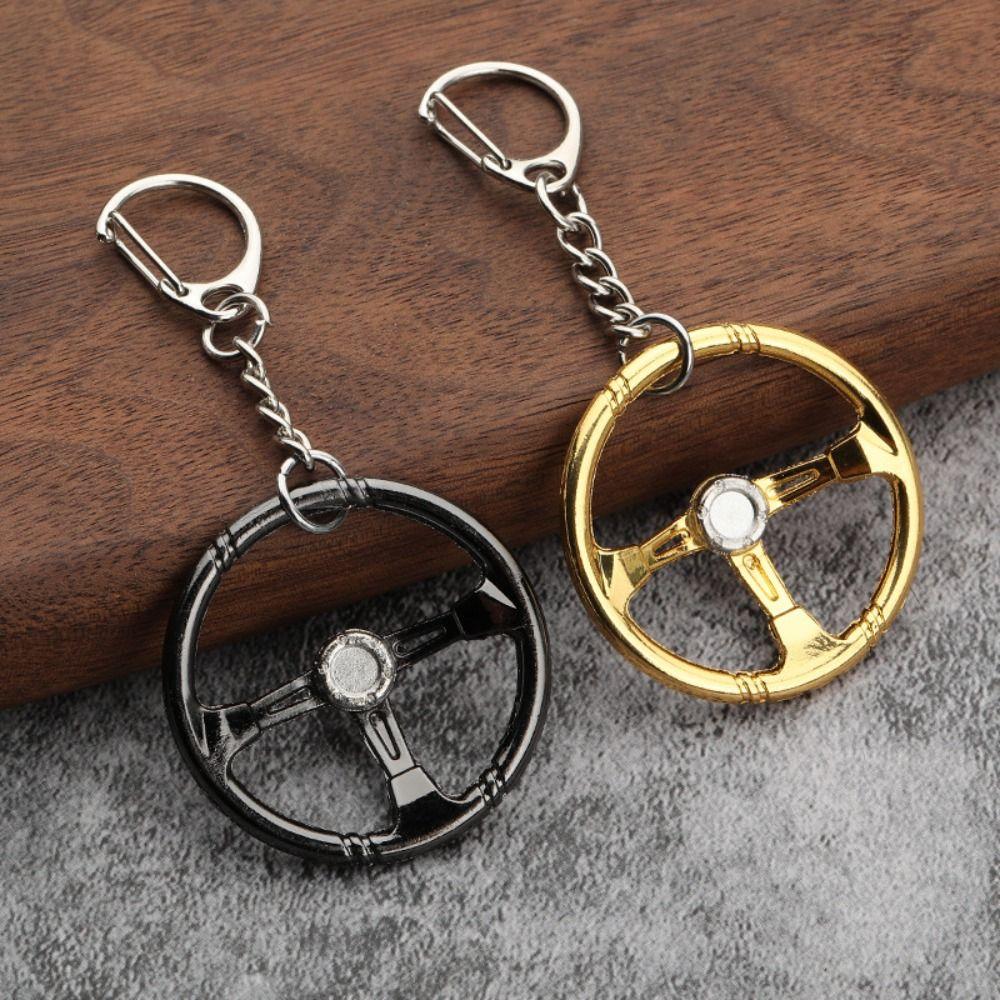 Zinc Zinc Alloy Racing Steering Wheel Key Ring Three Color Car Refitting Pendant Fashion   Male/Boys