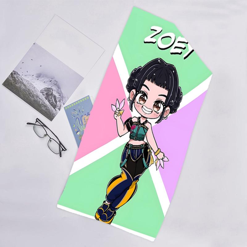 1pc KPop Demon Hunters ZOEY4 Beach Towel, Beach and Seaside Swimming Pool Equipment, Fashion Pattern, Rectangular, Travel Essentials