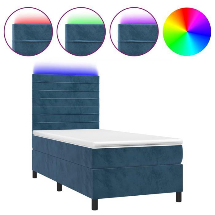 Maison Exclusive - Sommier à lattes de lit avec matelas LED Bleu foncé 100x200 cm